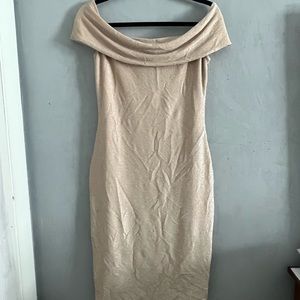 Gold off shoulder bodycon dress
